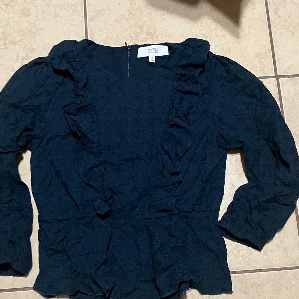 Elizabeth and James Midnight Ruffle Blouse